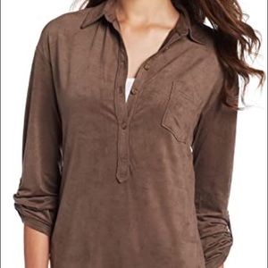 Faux Suede C&C California Roll Sleeve Tunic